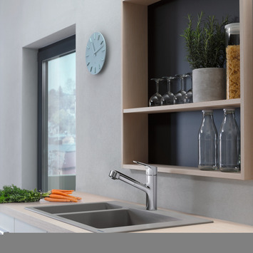 Hansgrohe keukenkraan Focus M43 met hendel en uittrekbare sproeikop Chroom 150