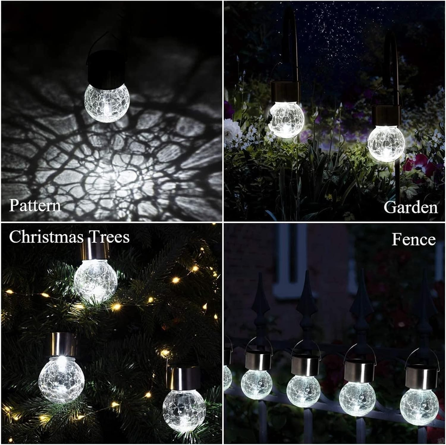 (Ø6x9cm) LED Solar Glas Glühbirne Hänge Lampe Outdoor Deko Gartenleuchte IP55 - Kaltweiss