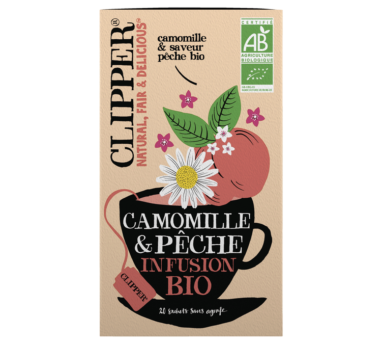 Infusion Camomille pêche 20 sachets - CLIPPER