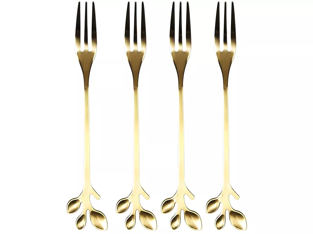 Set de 4 fourchettes à dessert en métal doré Royal