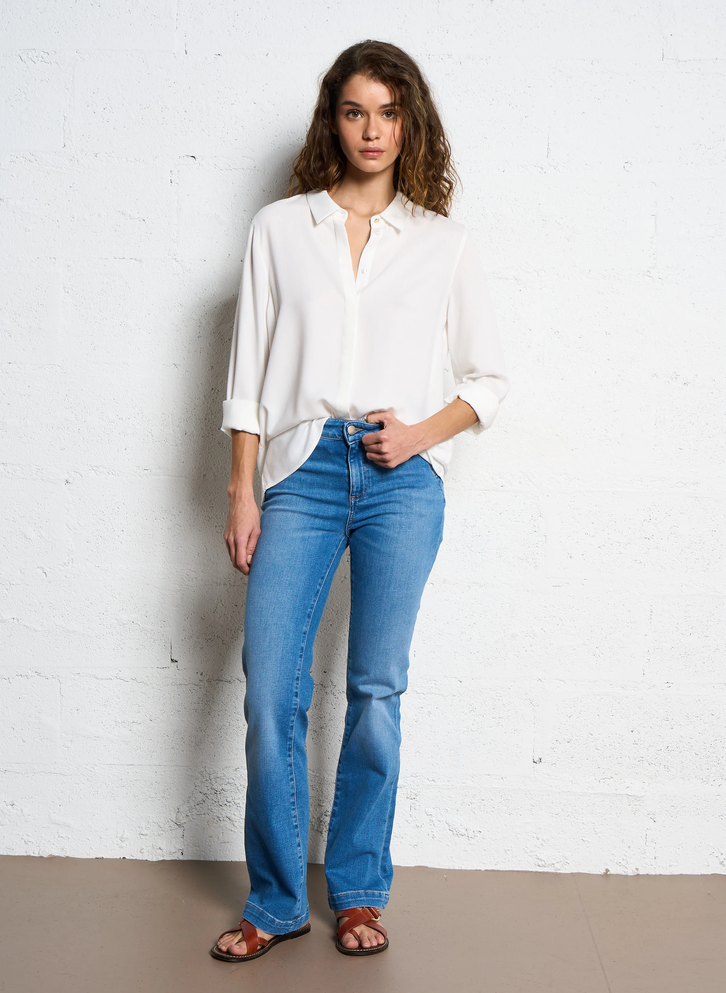 MATEA - Chemise fluide col classique| Blanc