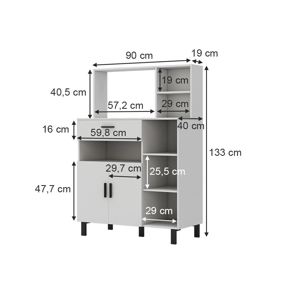 Oskar-Store Buffetschrank Emanuel 90 x 40 cm, Weiß, Esszimmerschrank, modern