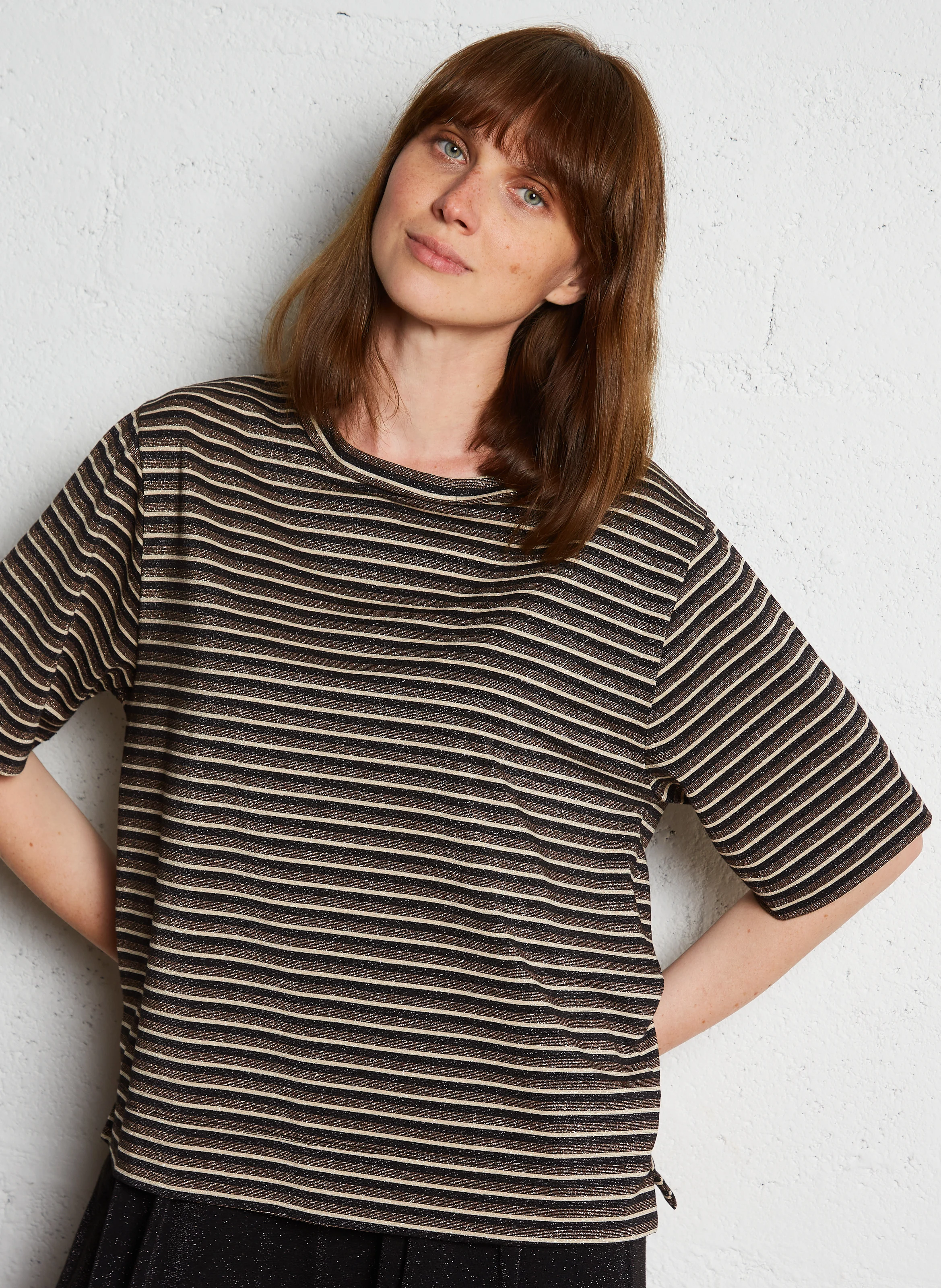 IORA - Tee-shirt col rond pailleté | Rayé