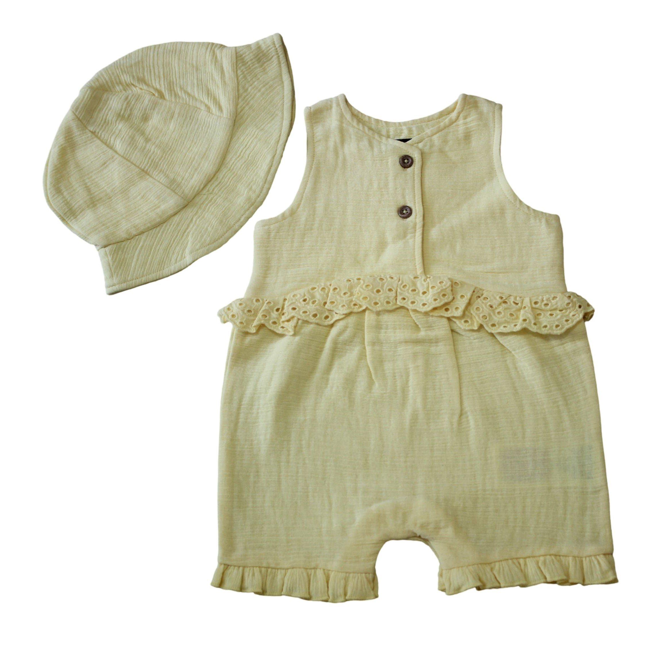 Firetrap Baby Girls Sleeveless Dungarees And Matching Hat