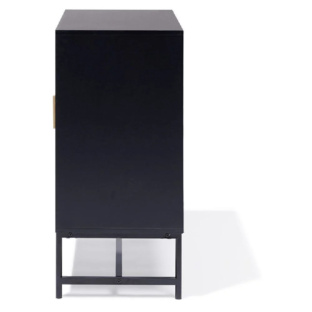 Buffet Fuji noir cannage naturel - L80xP38xH80 cm