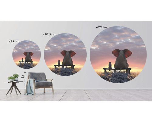 Vliesbehang HRBC000014 Olifant en hond 1 Ø 95 cm