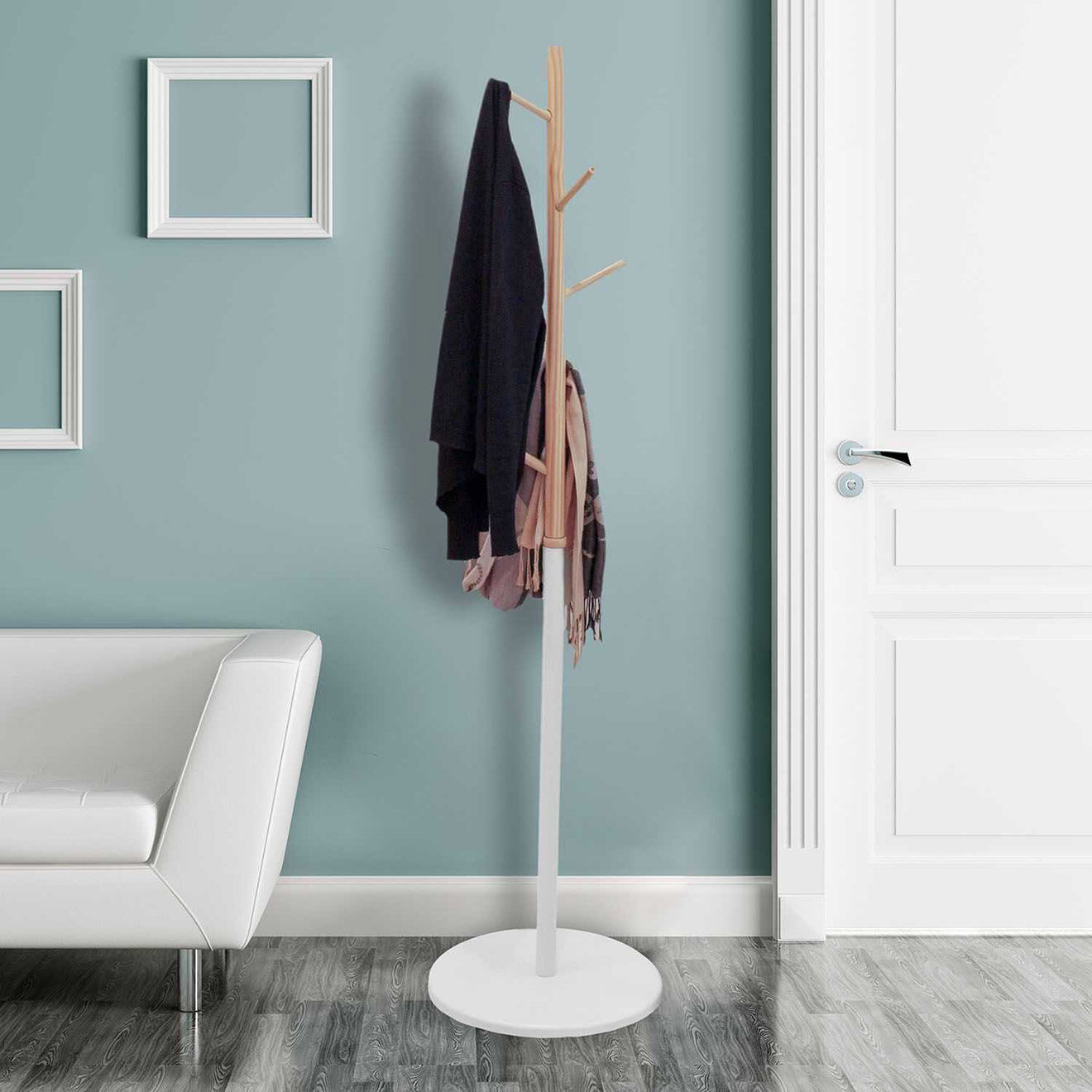 Home Deco Factory Porte-manteaux Miko blanc - 40x173x40 cm