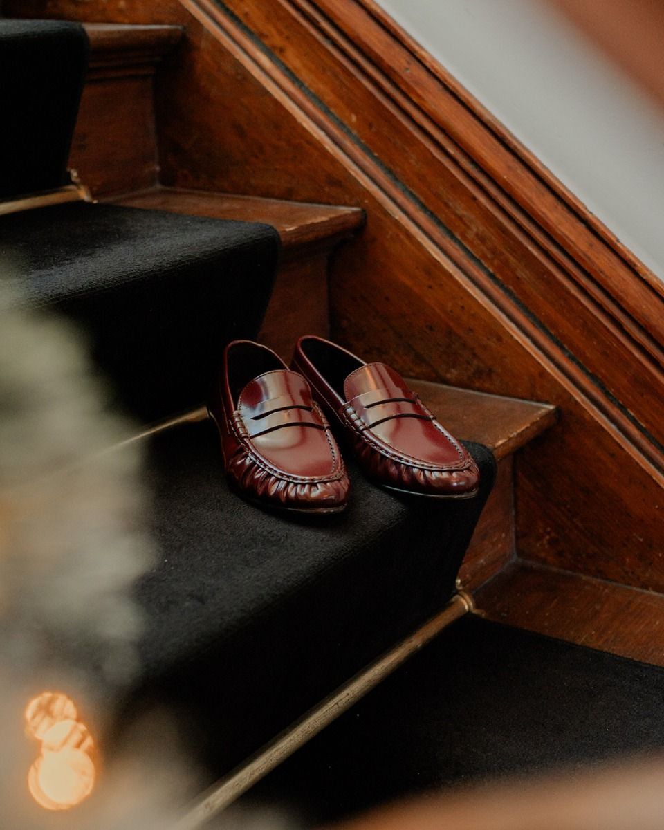 Posa Penny Loafer Wrinkle Bordeauxrood Damesloafers