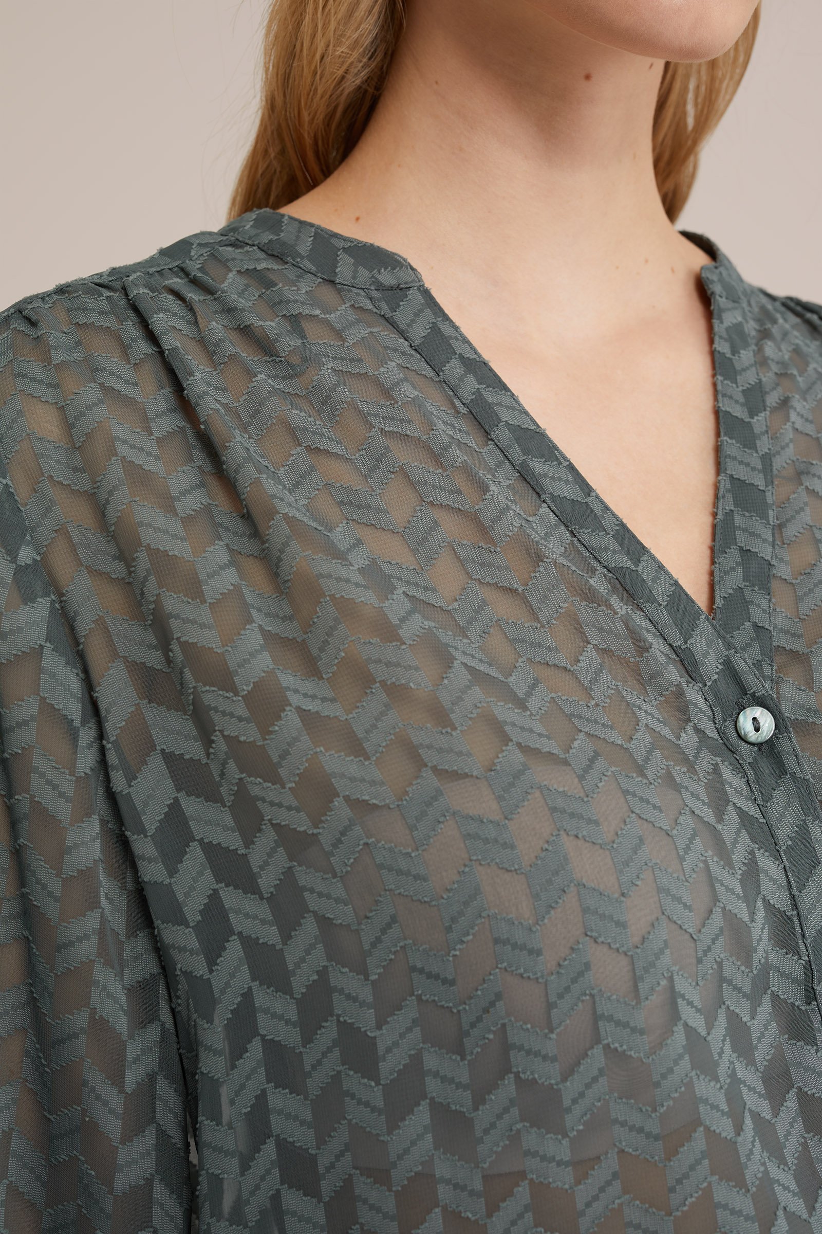 blouse met dessin WE Fashion Zeegroen