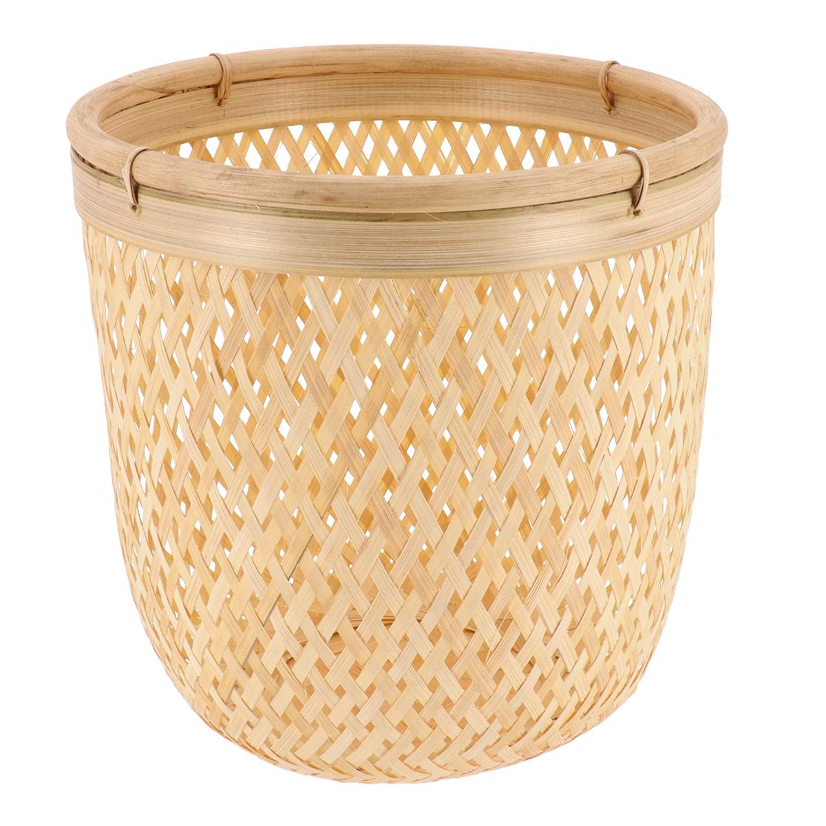 PANIERE A LINGE RONDE ROTIN ET BAMBOU 30X31CM NATUREL