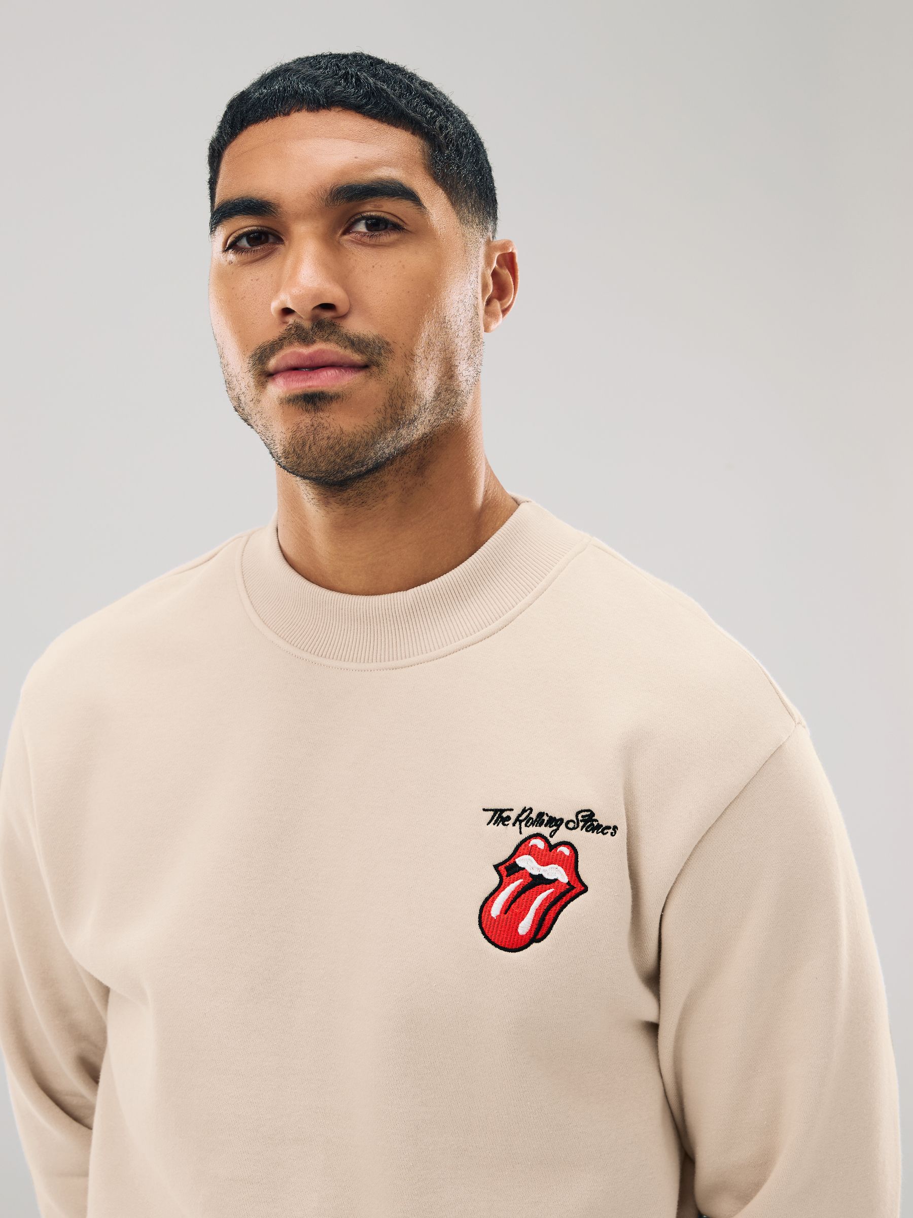 Ecru wit - Rolling Stones Licence Graphic Print Crew Sweatshirt