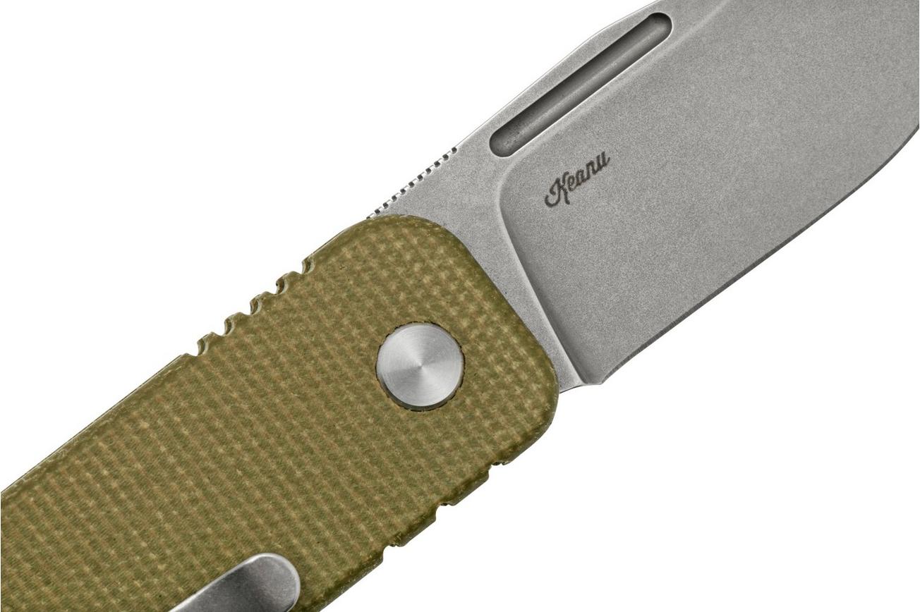 Black Fox NU-BOWIE, Stonewashed D2 Blade, OD Green Micarta zakmes