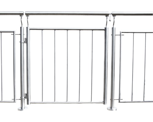 Pertura RVS V2A hekwerk met 5 verticale spijlen, breedte: 80 cm, inclusief 40 mm bevestigingsklem
