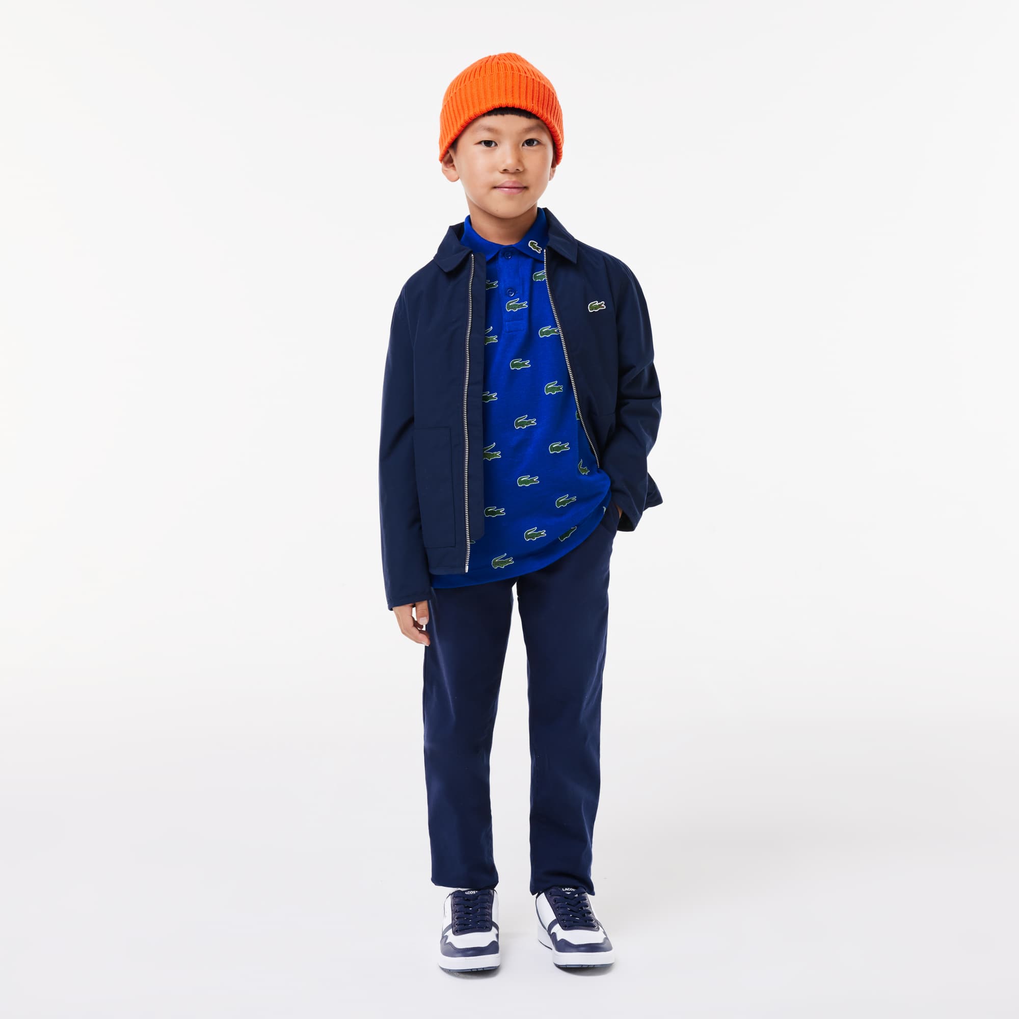 Polo avec imprimé signature en coton Polos - Bleu - Lacoste - Enfant