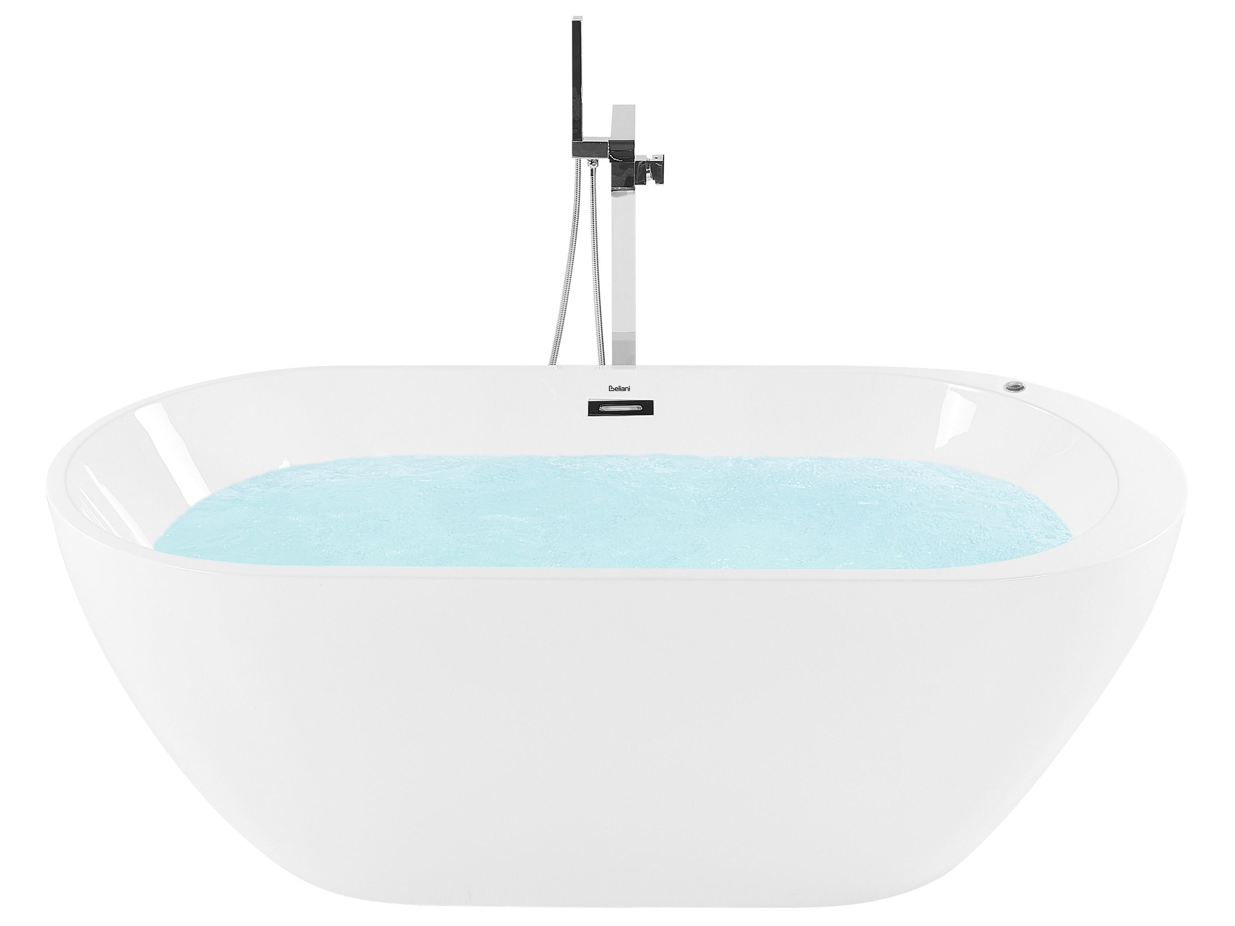 Vrijstaand bubbelbad met LED NEVIS 170 x 80 cm Wit
