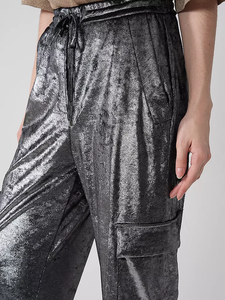 MAC Cargohose VELVET silber