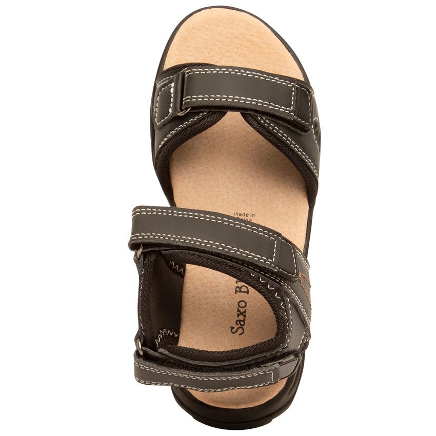 Nu-pied triple velcros pour garçon - Noir