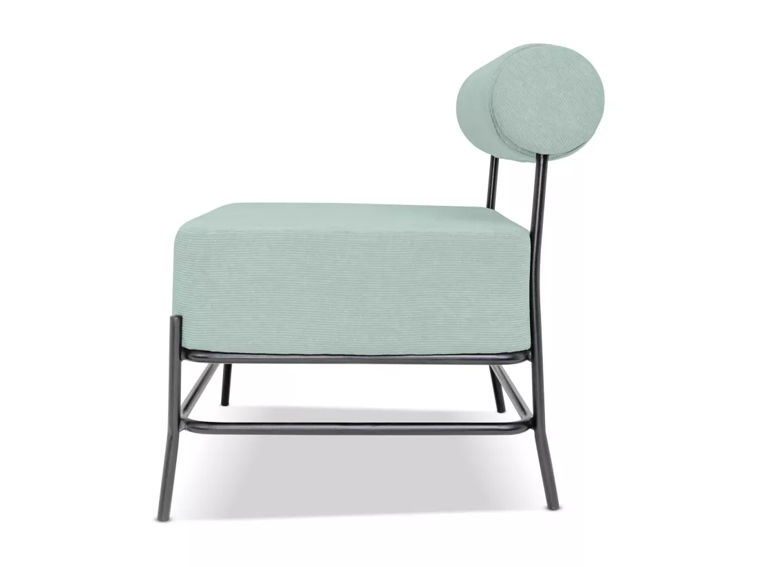 Nara - Fauteuil design en métal et velours côtelé
