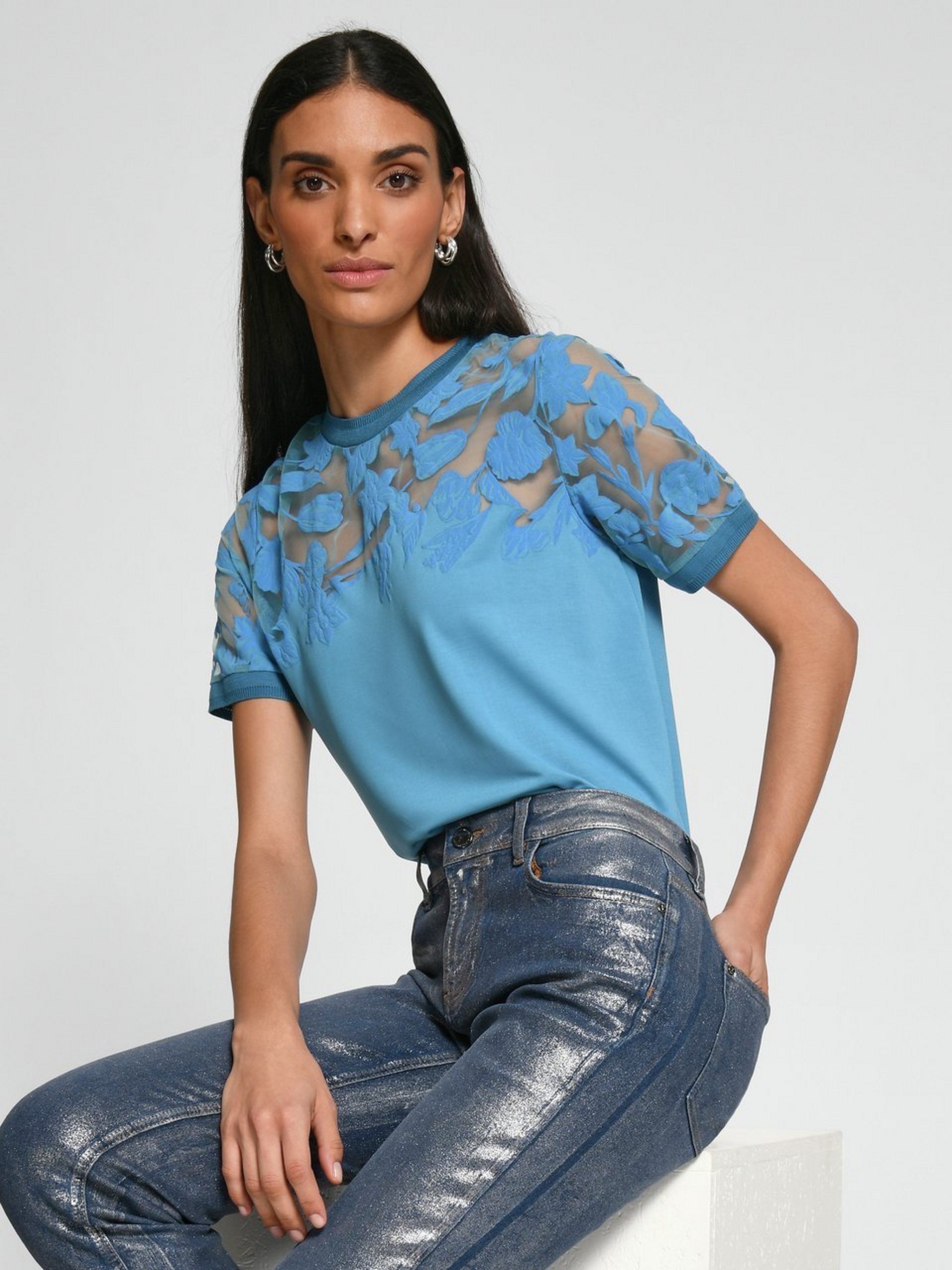 Rundhals-Shirt mit 1/2-Arm