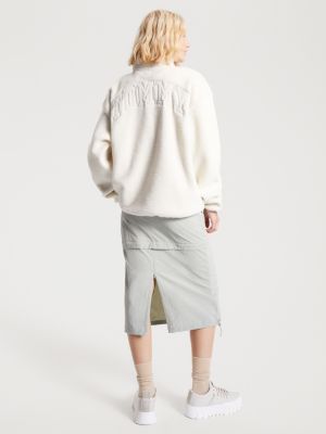 Camisa polo oversized de lã polar reciclada estilo universitário