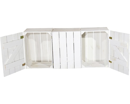 Vintage houten kist, wit, klein, 50x40x30 cm, set van 3