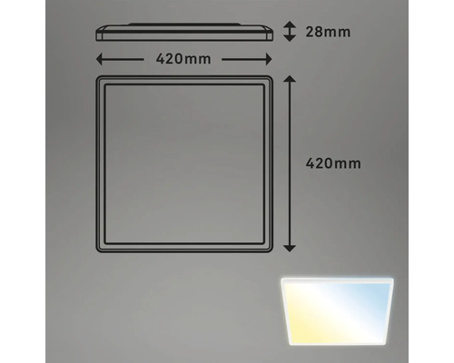 LED plafondlamp CCT dimbaar 22W 3000 lm 3000/4000/6000 K 42x42 cm wit + achtergrondverlichting + afstandsbediening
