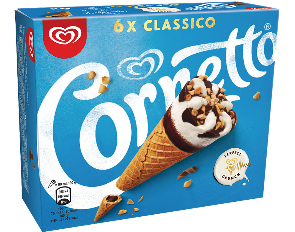 GELADO CORNETTO MULTIPACK CLÁSSICO 6X90ML