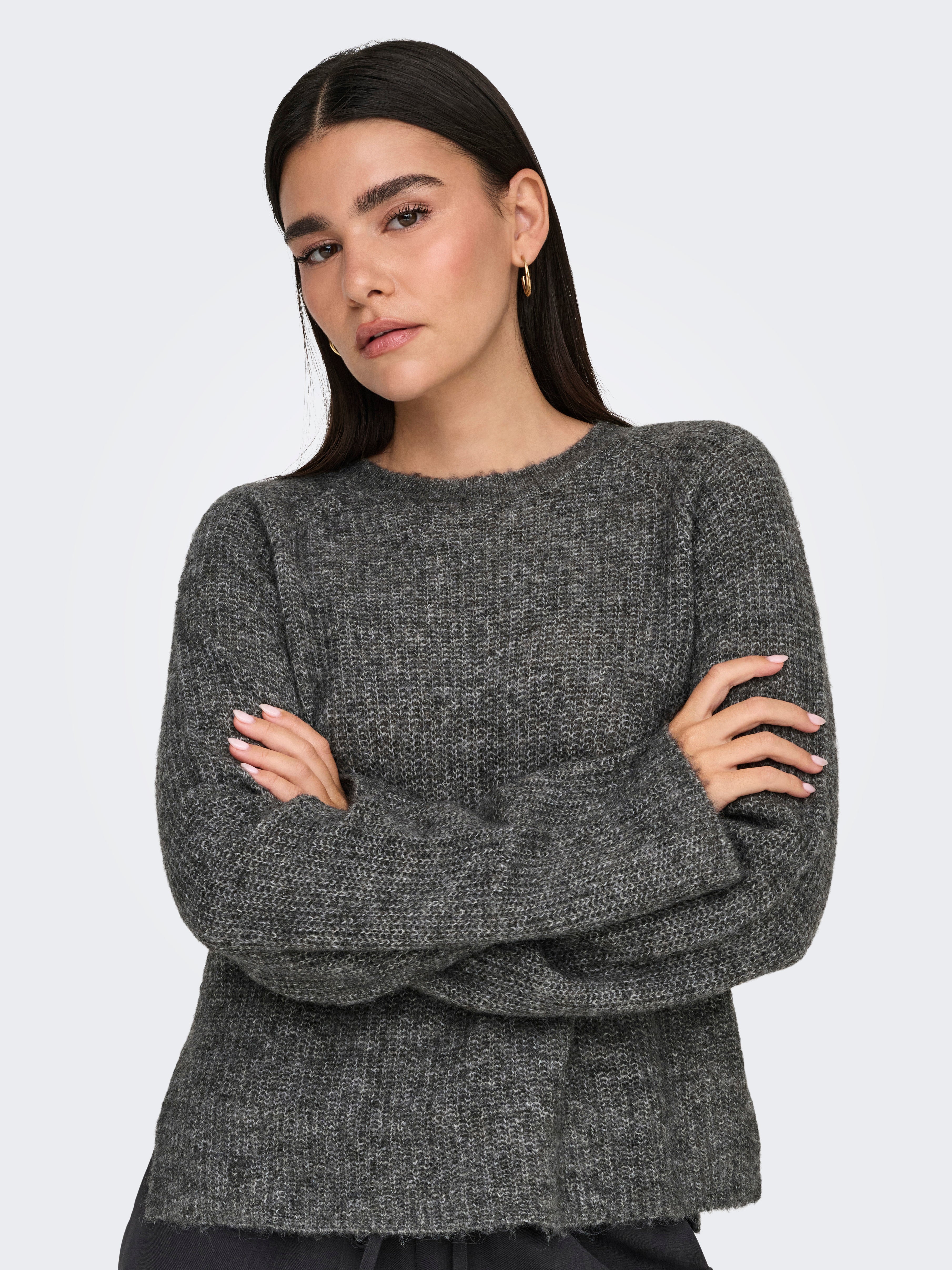 JDYINGEBORG Strickpullover Dark Grey Melange