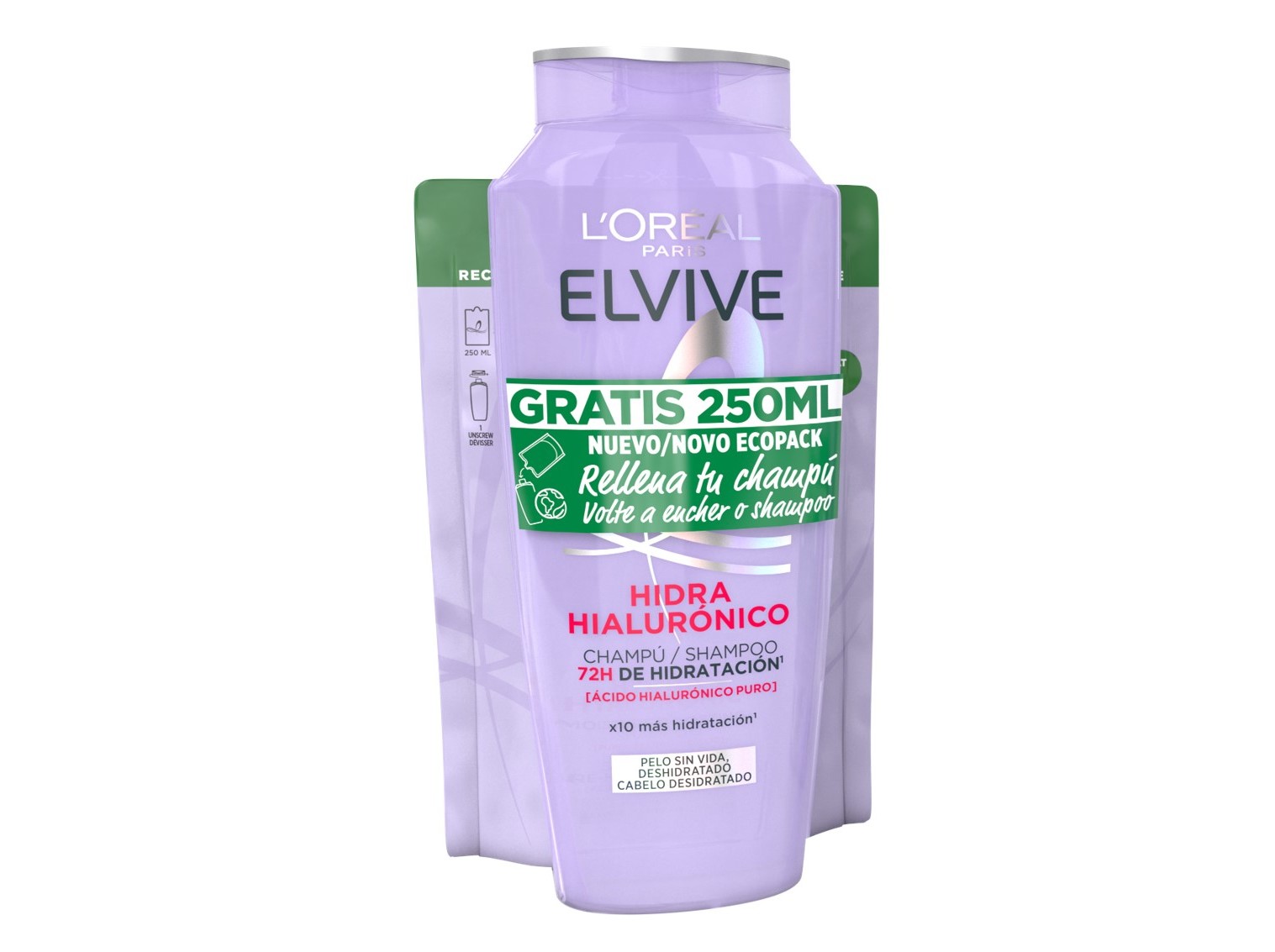 CHAMPÔ ELVIVE PACK HIDRA HIALU 400ML 250ML