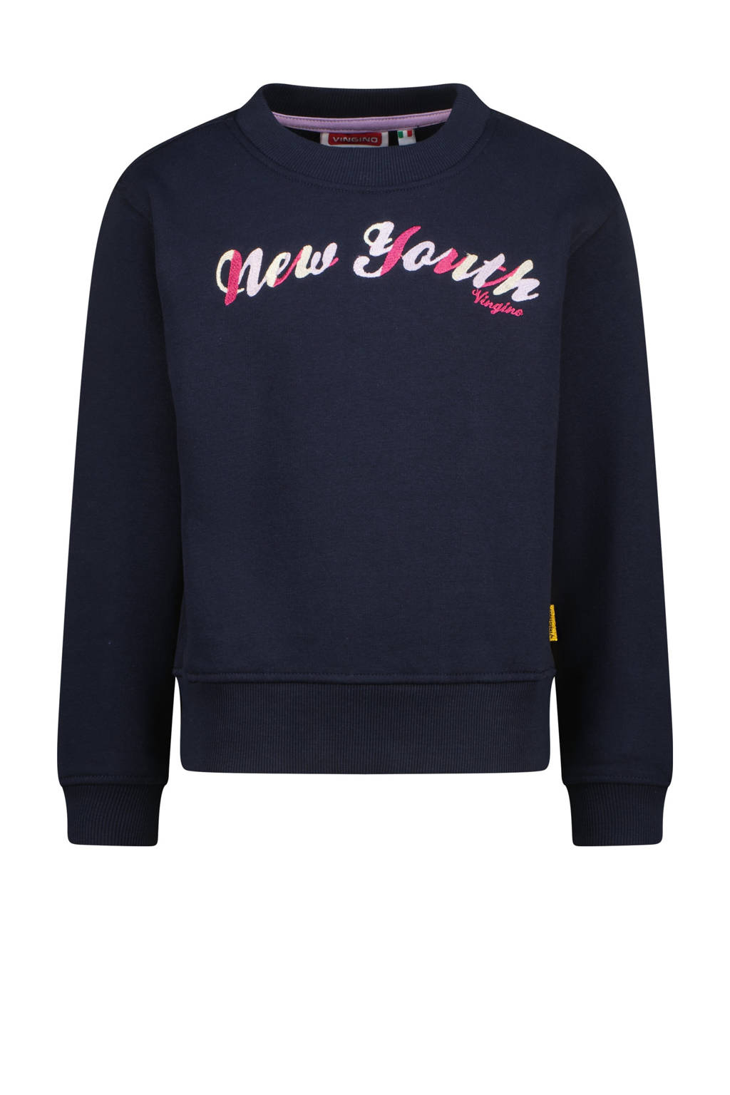 Vingino sweater Nousha met tekst donkerblauw