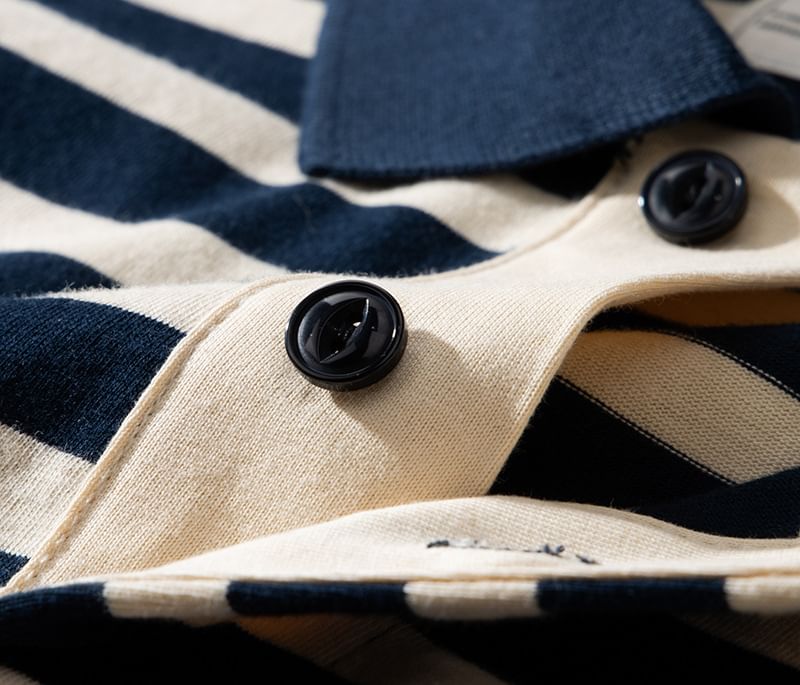 OKONKWO - Gestreept poloshirt met lange mouwen