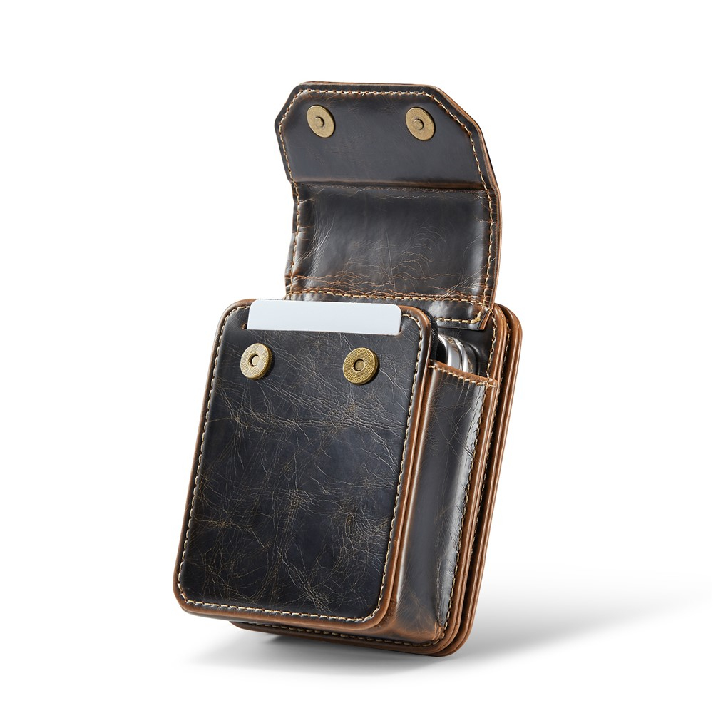 Samsung Galaxy Z Flip7 FE / Z Flip7 / Z Flip6 / Z Flip5 5G Necklace Leder Tasche Flip Wallet Etui mit Kartenfächern (RFID Schutz) - Schwarz