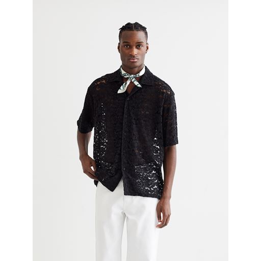 Woodbird Banks Lace Skjorte, Black, M