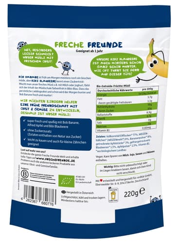 Freche Freunde Bio Freches Müsli Banane, Apfel & Blaubeere