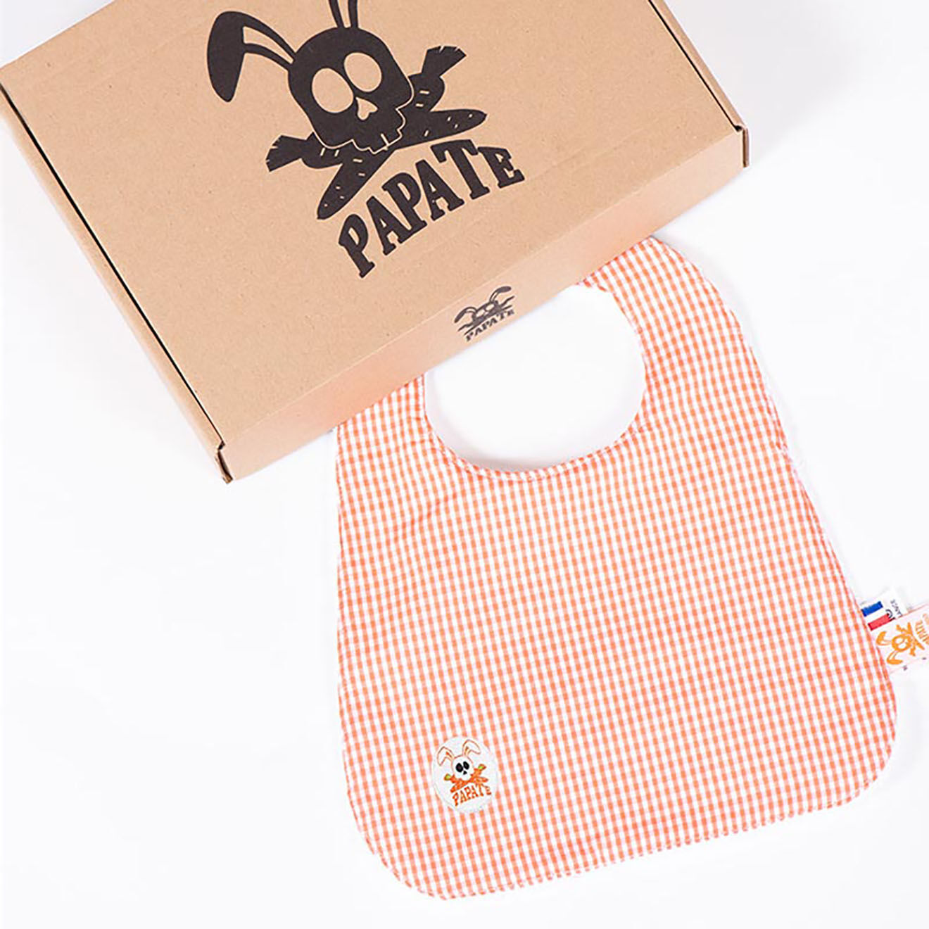 Papate Bavoir en Coton Bio vichy - 20x25 cm