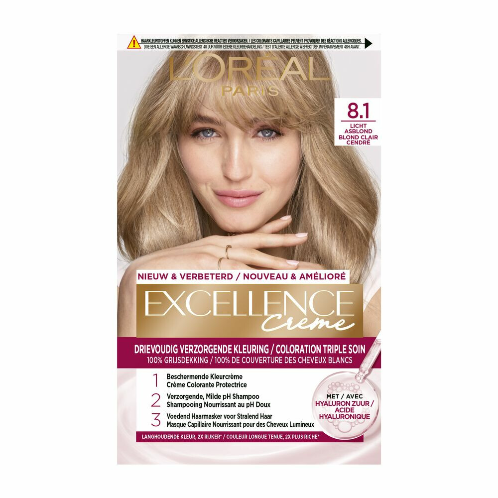 L'Oréal Excellence Crème Permanente Crèmekleuring 8.1 Licht Asblond