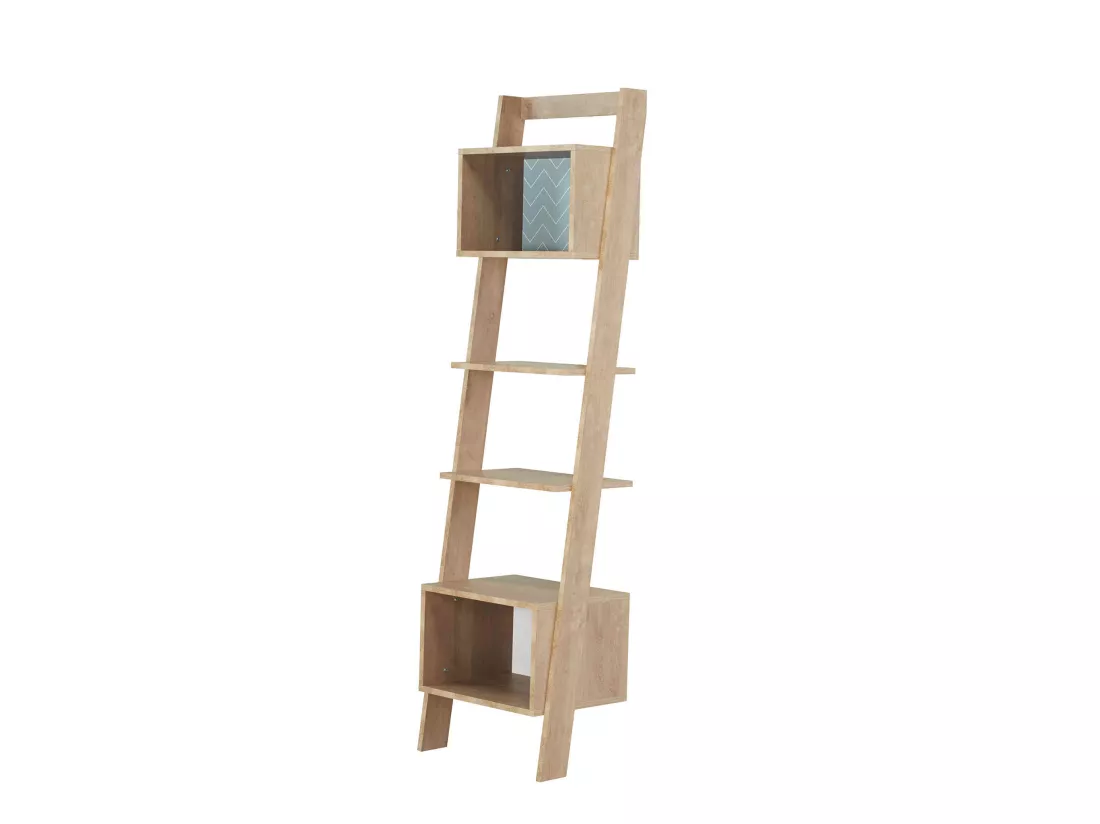 Bibliothèque 2 niches 2 étagères en bois imitation chêne clair - BI5046