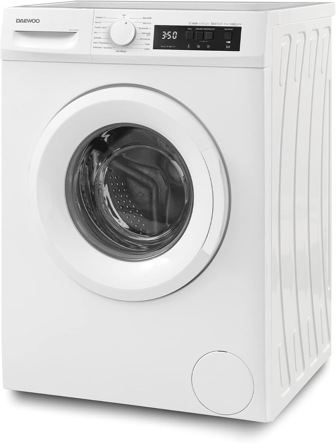 Daewoo WM714T1WA0DE Waschmaschine Frontlader, 7 kg, 1400 U/min/Advanced Inverter Motor, 15 Programme inkl. 15 min Kurzprogramm, AquaStop, Weiß