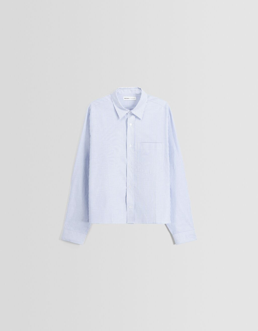 Camisa Oxford listrada de manga comprida