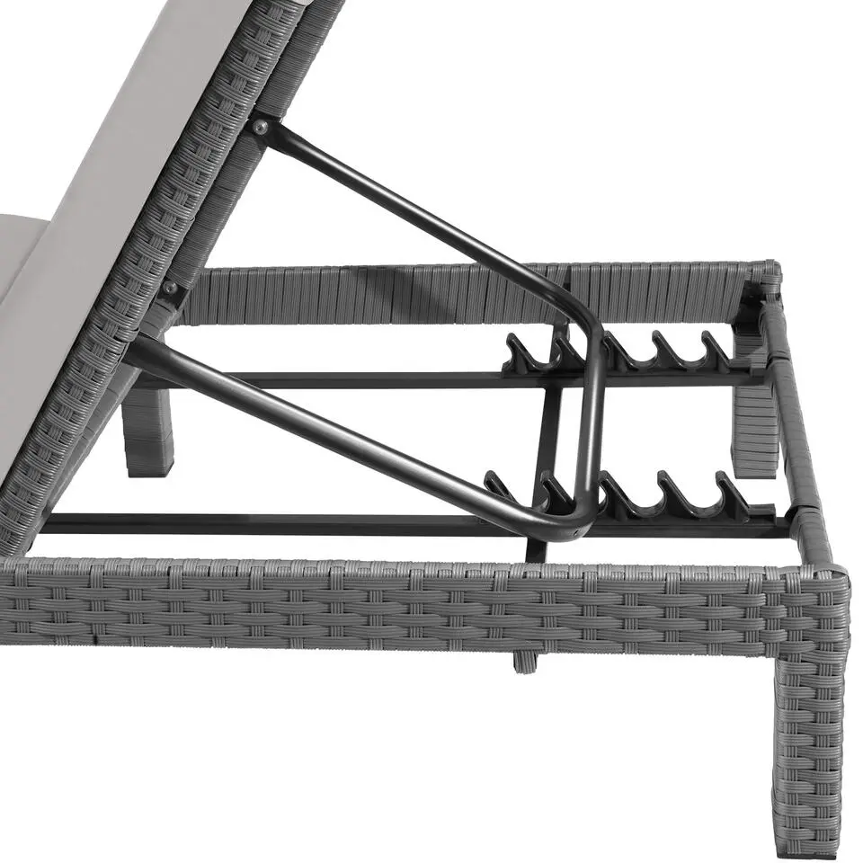 tectake Wicker ligbed Sofia, Grijs