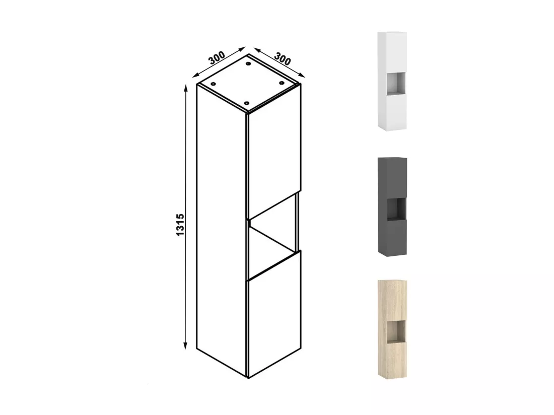 Ensemble meuble salle de Bain 120cm avec colonne et miroir 3 couleurs Anthracite