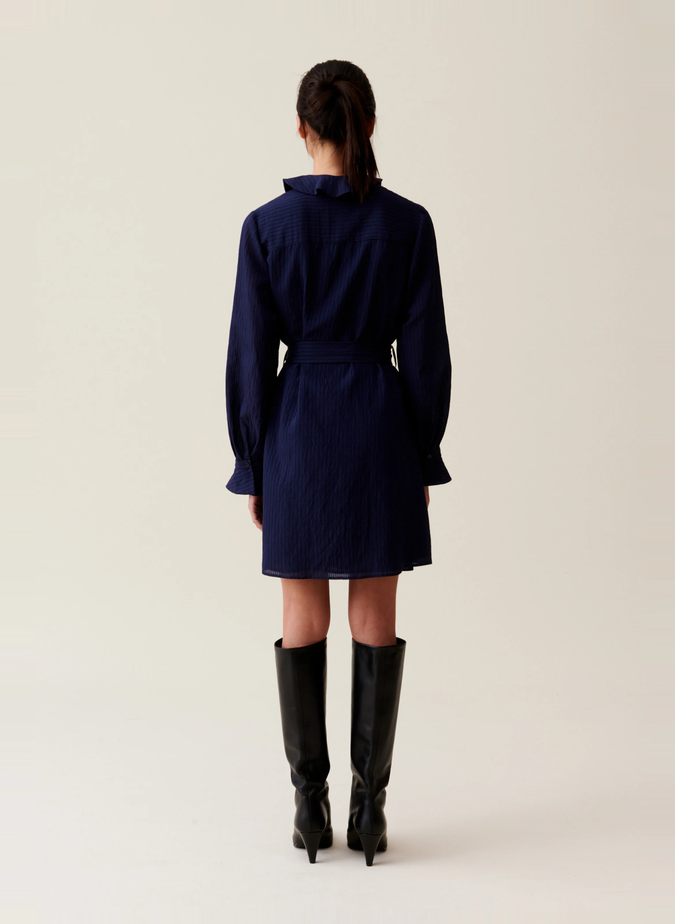 Robe courte à rayures | Bleu