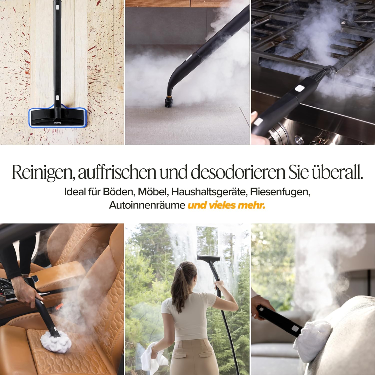 Dampfreiniger Dupray Neat Plus mit 18-teiligem Zubehör-Set – Kraftvolle Reinigung, ohne Chemikalien für Böden, Auto, Fliesen, Fugen und mehr (Neat Plus mit Aufbewahrungstasche)
