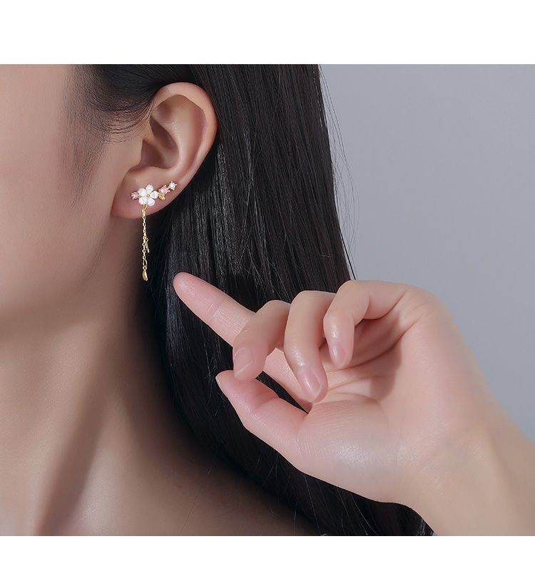 Jamfune - Sakura Sterling Zilveren Manchet Oorbel