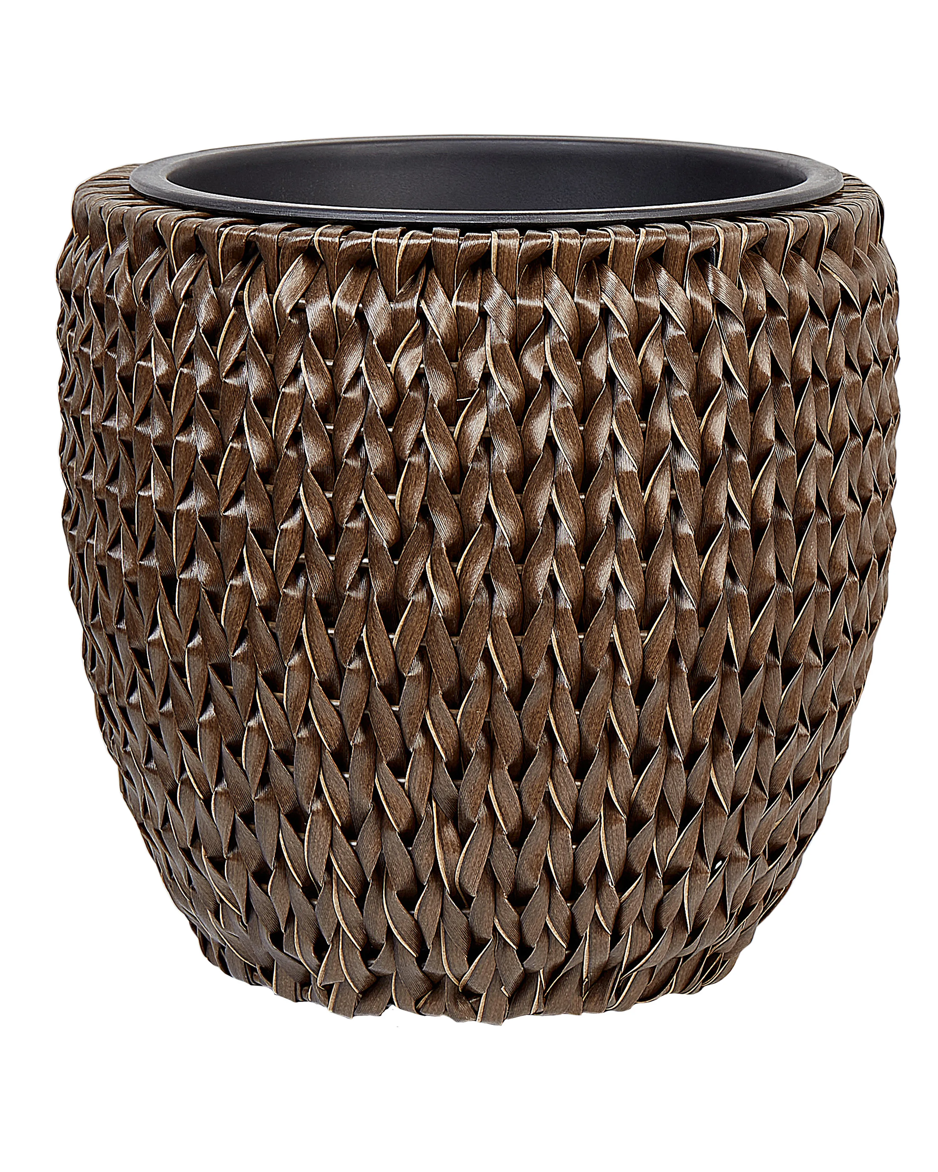 Set van 3 bloempotten BERBERIS PE rotan 34/45 cm Donkerbruin