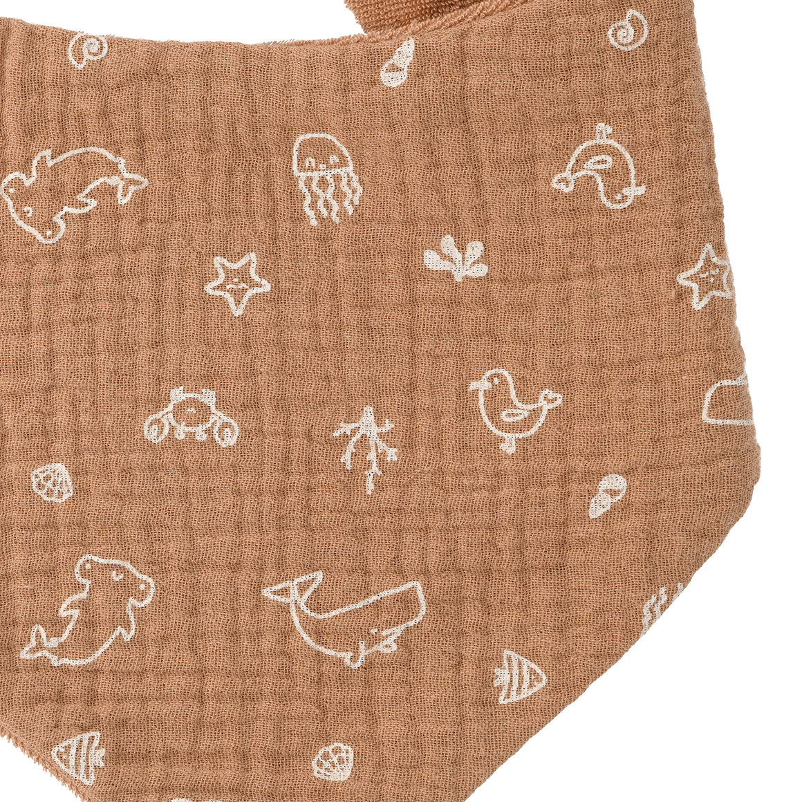 Topomini Baby Musselin-Bandana mit Frottee-Innenseite hellbraun
