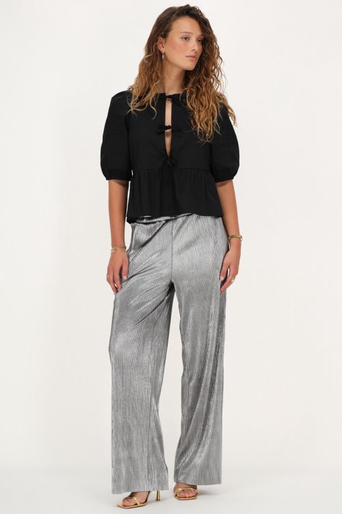 Zilverkleurige plissé broek