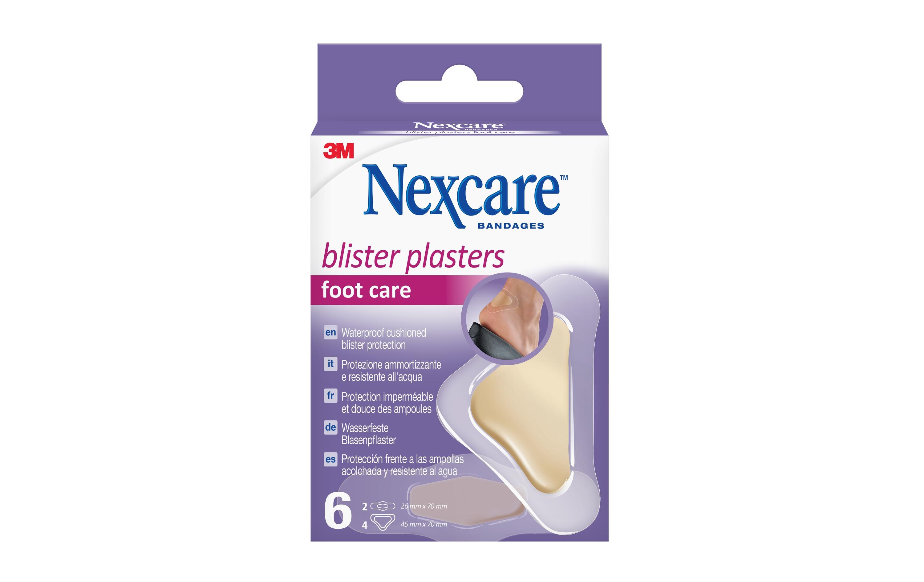 Nexcare Blasenpflaster, 2 Grössen 6 StückFeuchtigkeitsabsorbierende Pflaster für Blasen