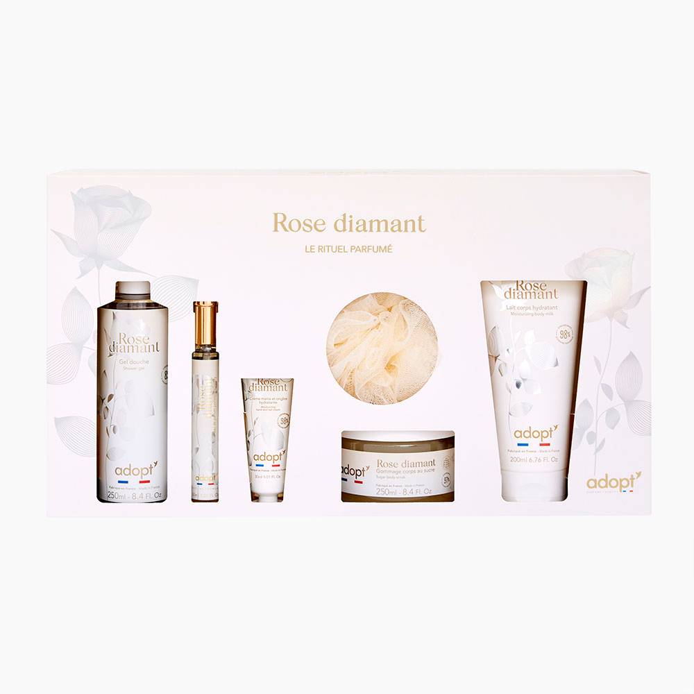 Rose Diamant - Coffret maxi eau de parfum Rose Diamant 30 ml + gel douche 250 ml + lait corps 200 ml + crème pour les mains 30 ml + fleur de bain