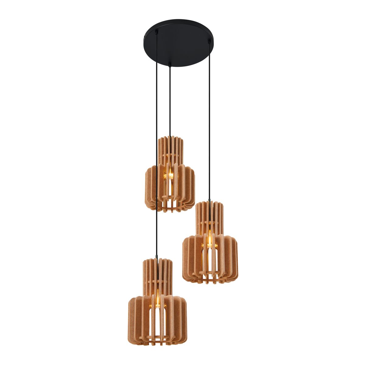 Retro hanglamp zwart met oranje 3-lichts - Felt